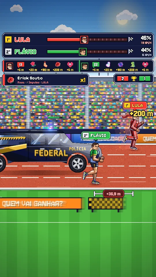 Corrida Lula vs Flávio funcionando na live do TikTok