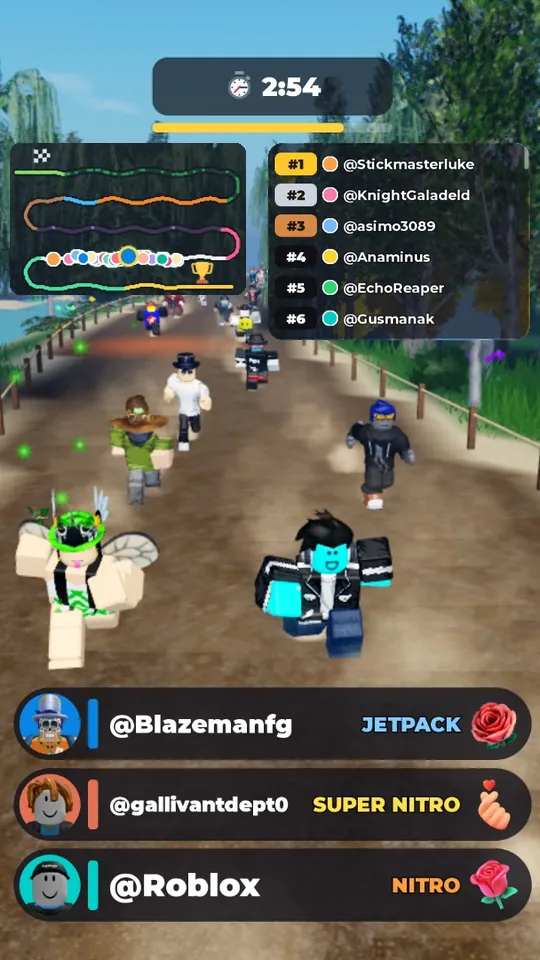 Corrida Roblox na Floresta funcionando na live do TikTok
