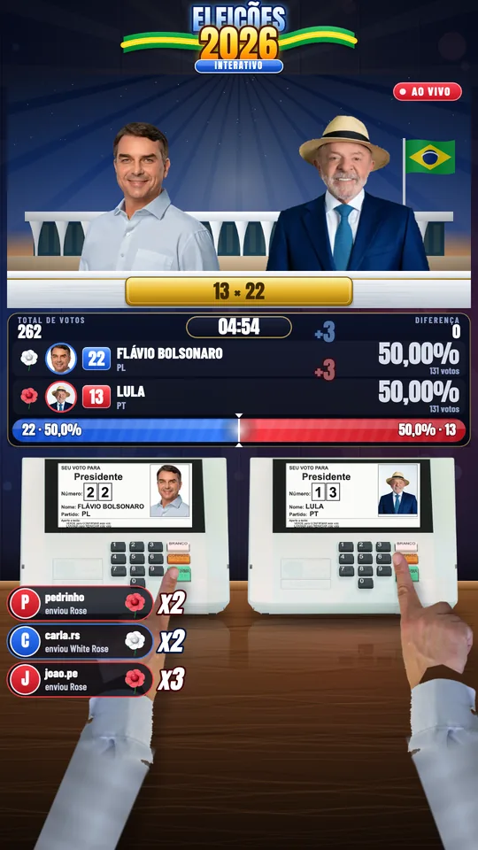 Eleições 2026 — Urna Interativa funcionando na live do TikTok