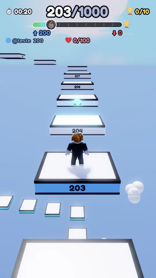 Parkour Roblox Herói e Vilão funcionando na live do TikTok