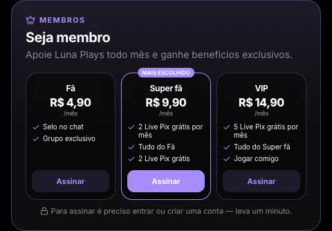 Planos de membro Fã, Super fã e VIP com benefícios
